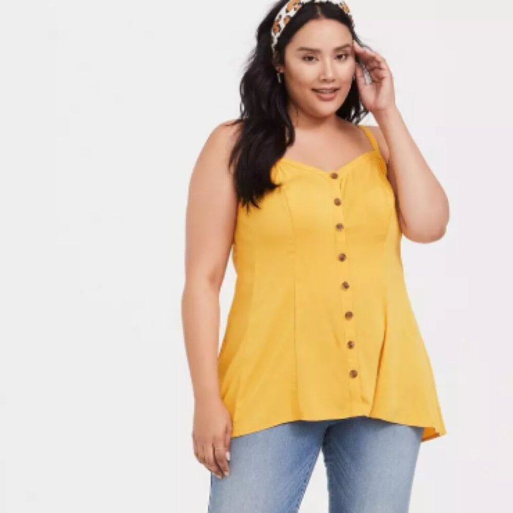 Torrid Size 1 Button Down Yellow Strappy Cami